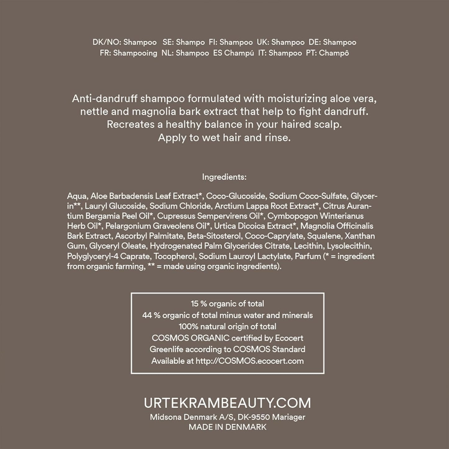 Embalagem de 2 Champôs Anticaspa Urtekram Urtiga 500 ml