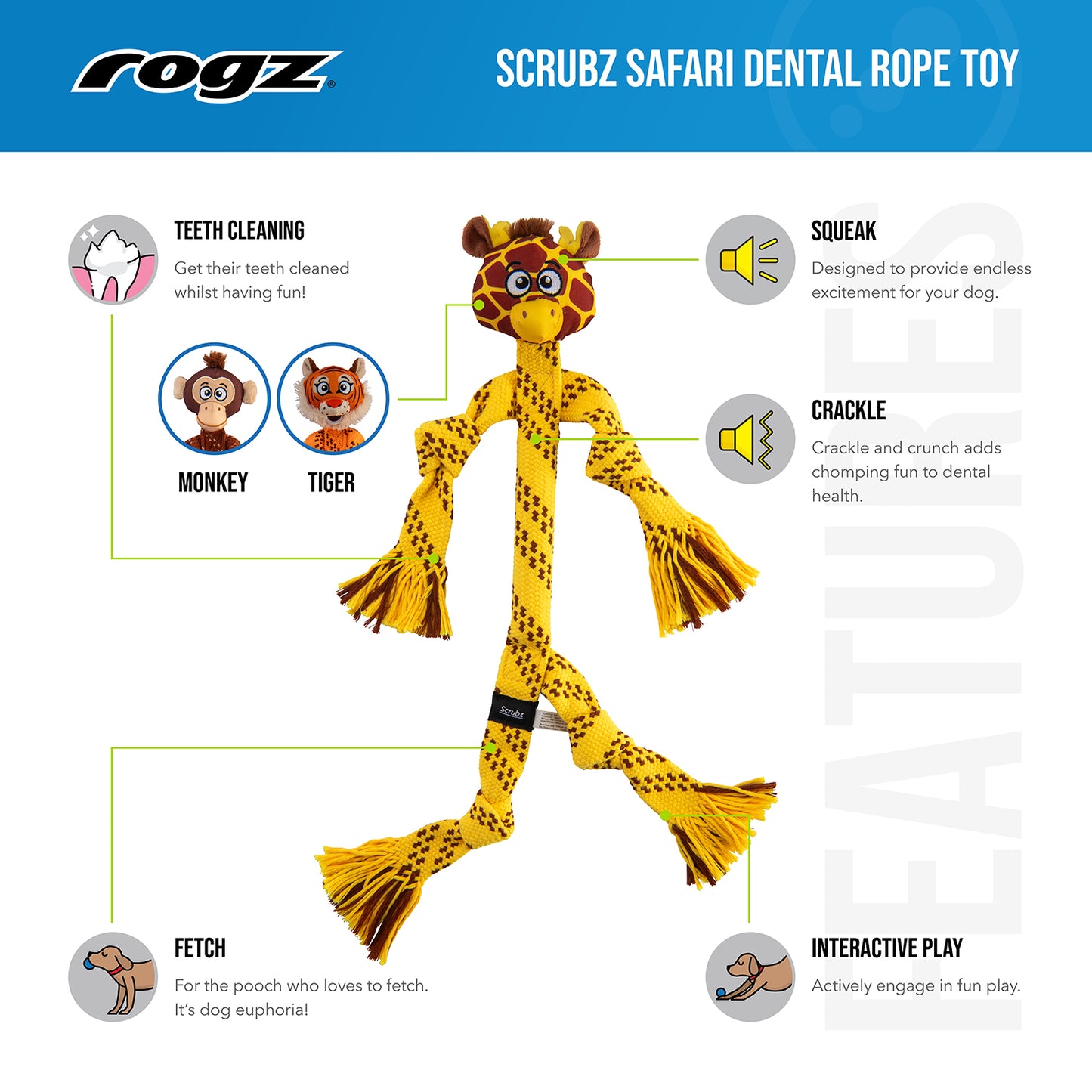 Juguete Cuerda Para Perro Safari Tigre 44cm_2