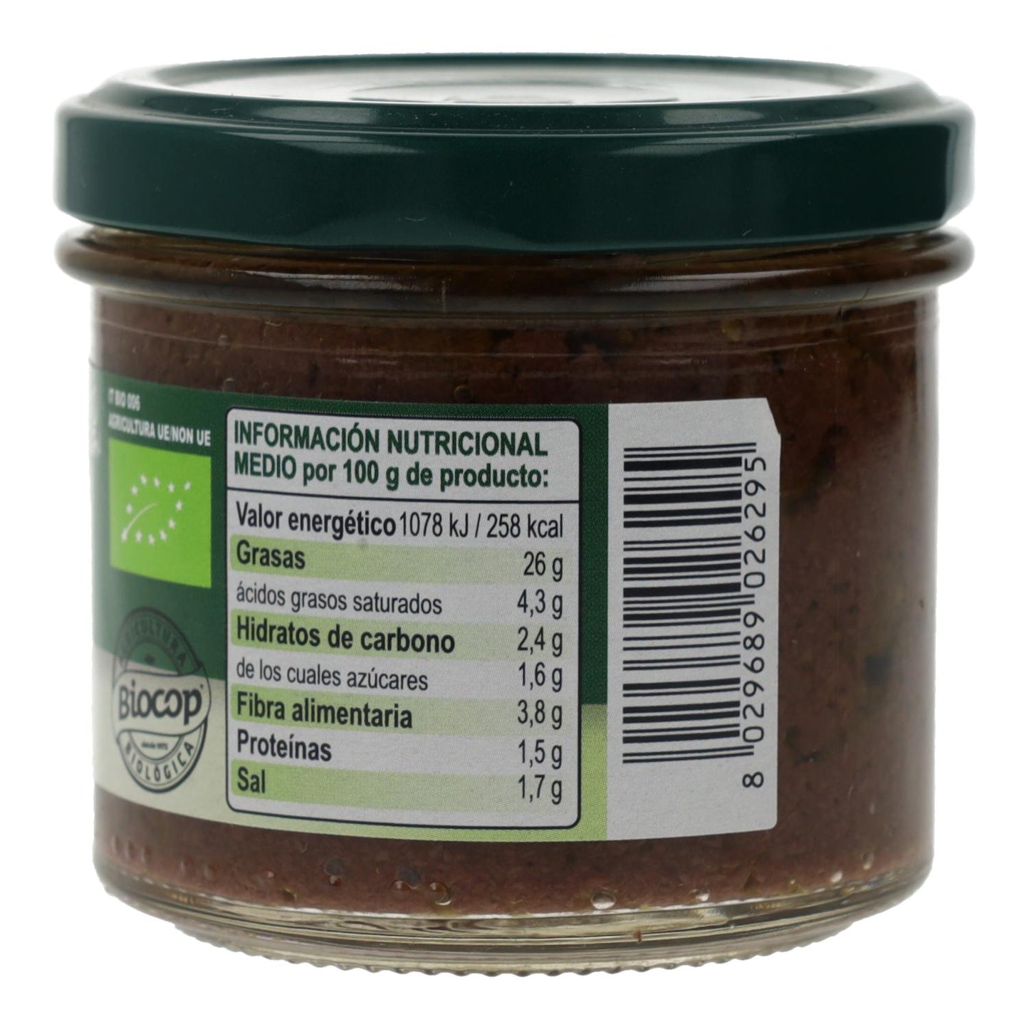 Paté de azeitona preta biológica de Itália 100g