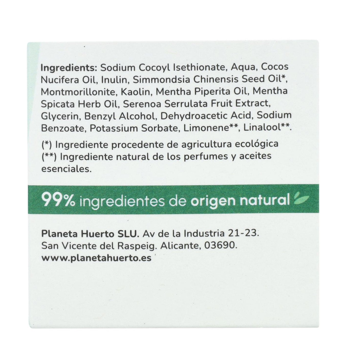 Planeta Huerto Champô Sólido Anti-Oleosidade Menta 85 gr