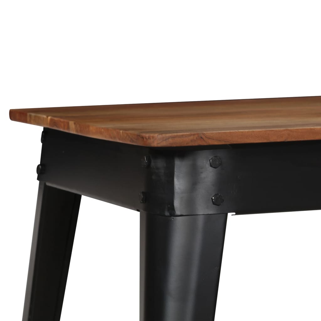 Mesa De Comedor De Madera Maciza De Acacia Y Acero 120x60x76 Cm_4
