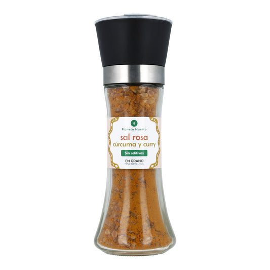 Moinho de Sal Rosa com Caril e Curcuma 200g
