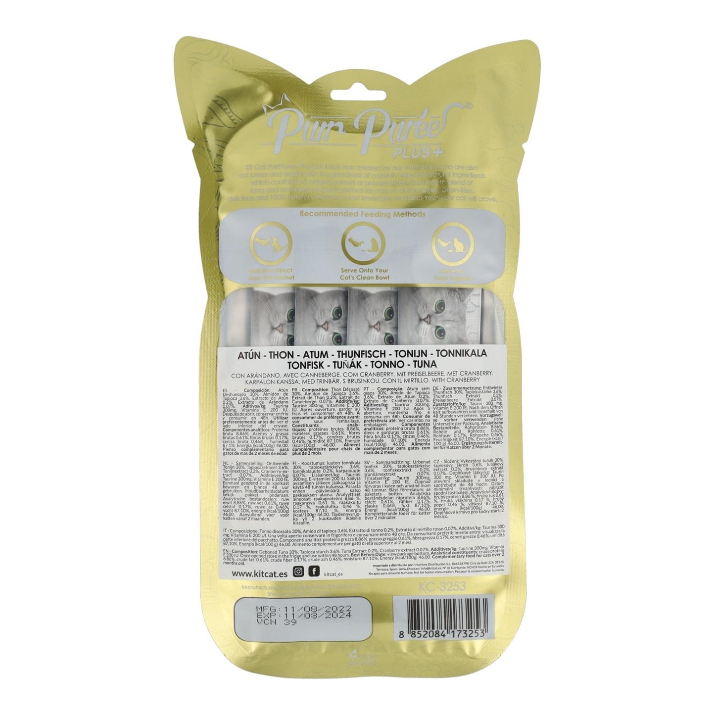 PurrPuree Plus Cat Kit - Kit de Cuidado Urinário com Atum Cat 4x15 g Snack cremoso para gatos