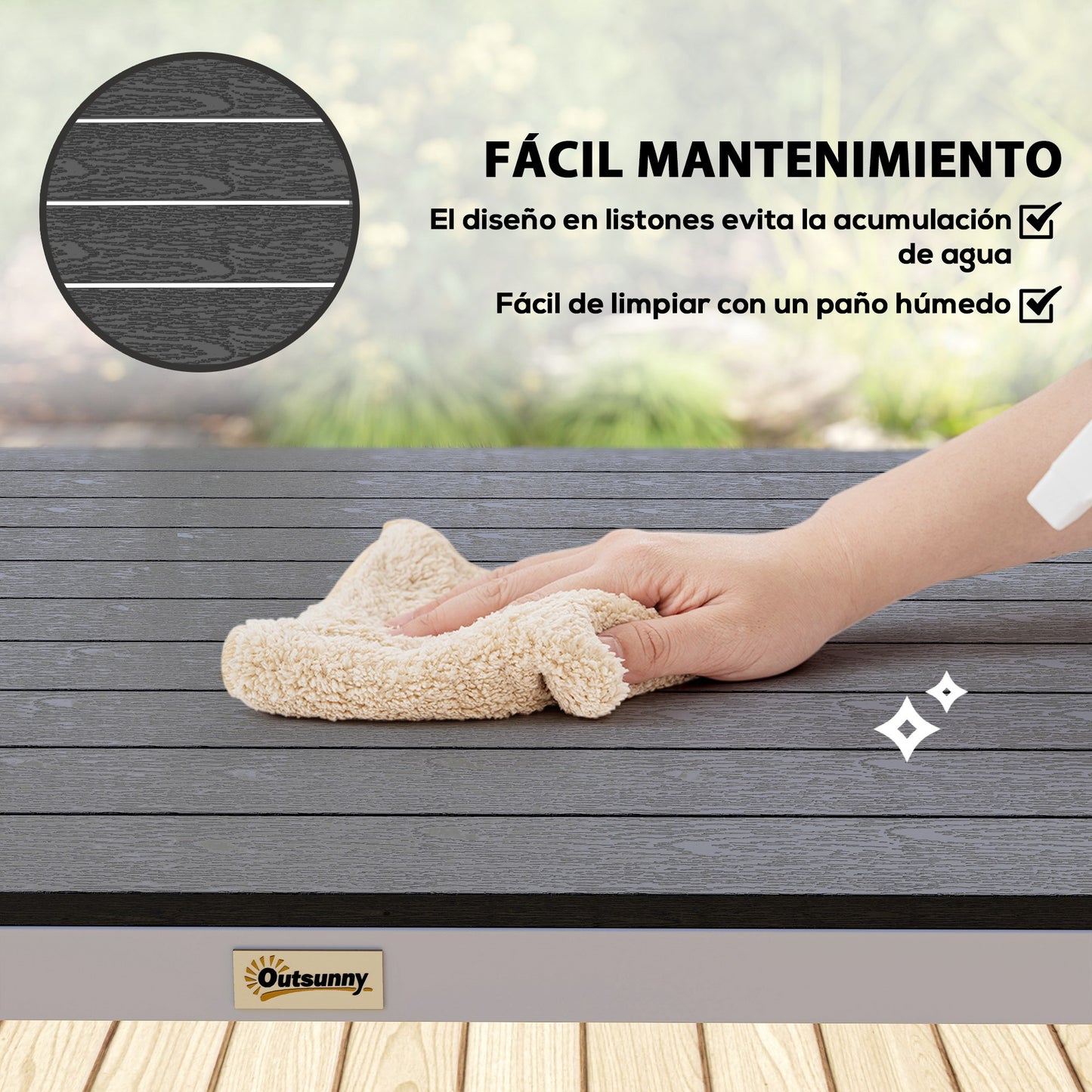 Outsunny Mesa De Comedor De Jardín Rectangular Con Estructura De Aluminio Negro_5