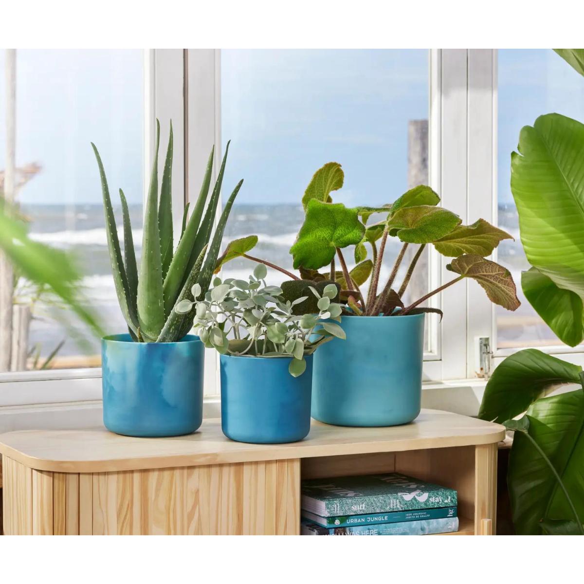 Vaso redondo reciclado Elho Ocean, azul Atlântico, 18 cm