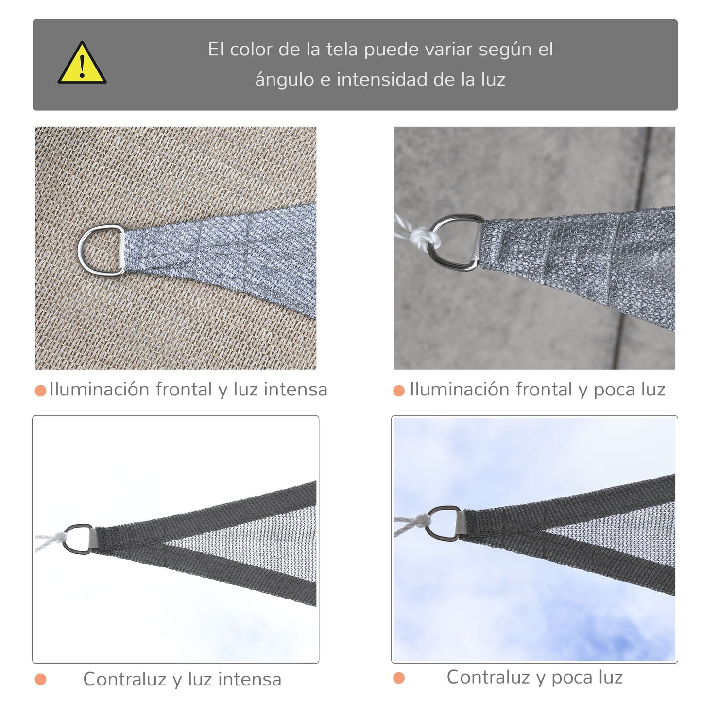 Outsunny Toldo Vela Sombrilla Parasol Triangulo Tejido De Poliester 185 G/m²_5