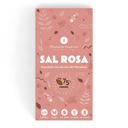 Barra de Chocolate 75% com Sal Rosa dos Himalaias ECO Planeta Huerto 70g