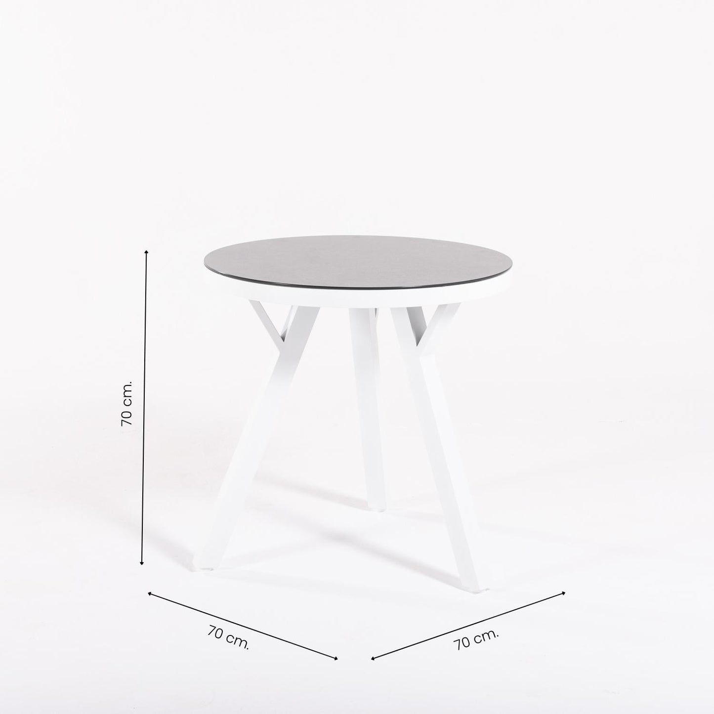 Conjunto De Mesas Y Sillas De Jardín, Redonda 70 Cm, Cristal Templado, Color Blanco + 2 Sillones Reclinables_4