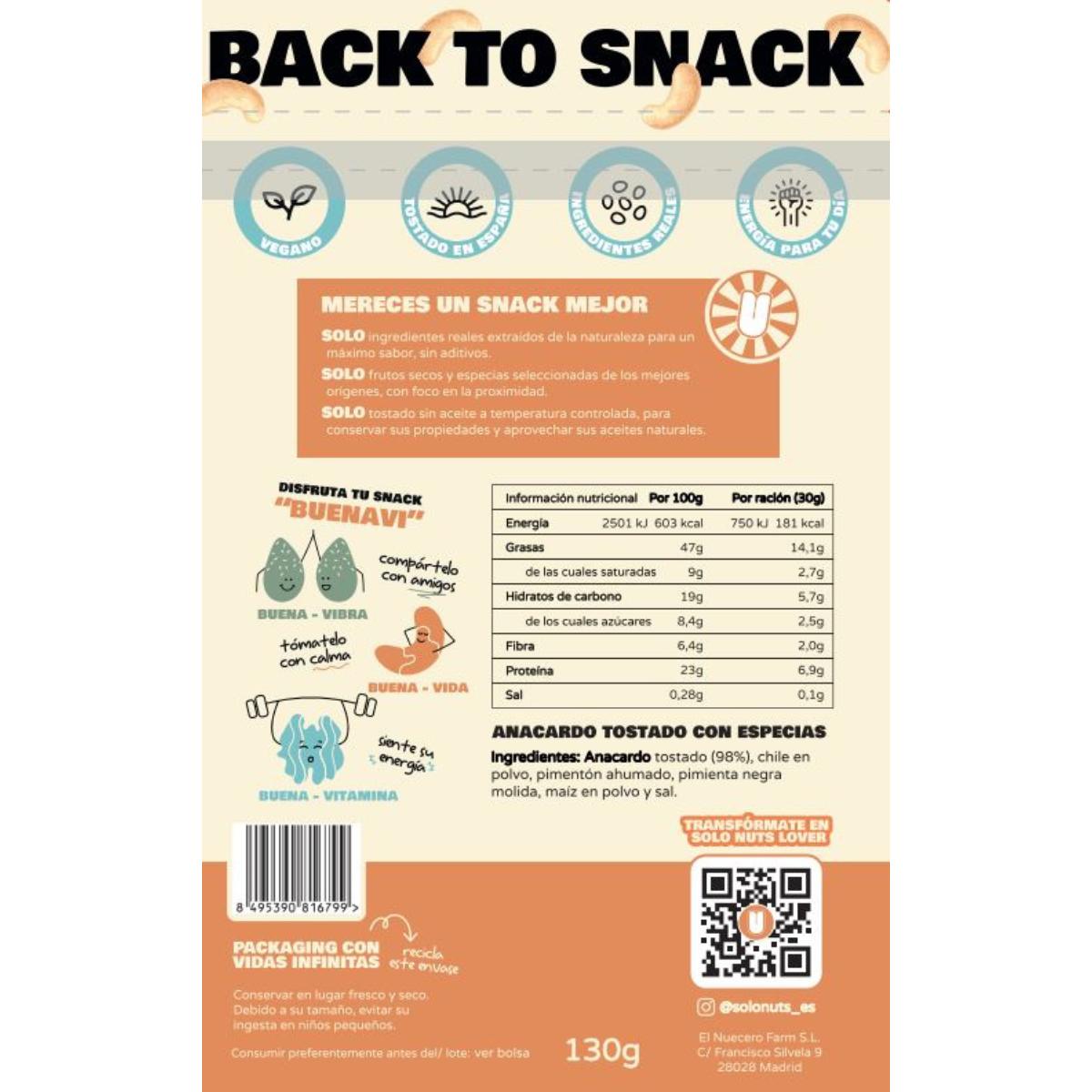 SoloNuts Castanha de Caju Torrada Picante 130g