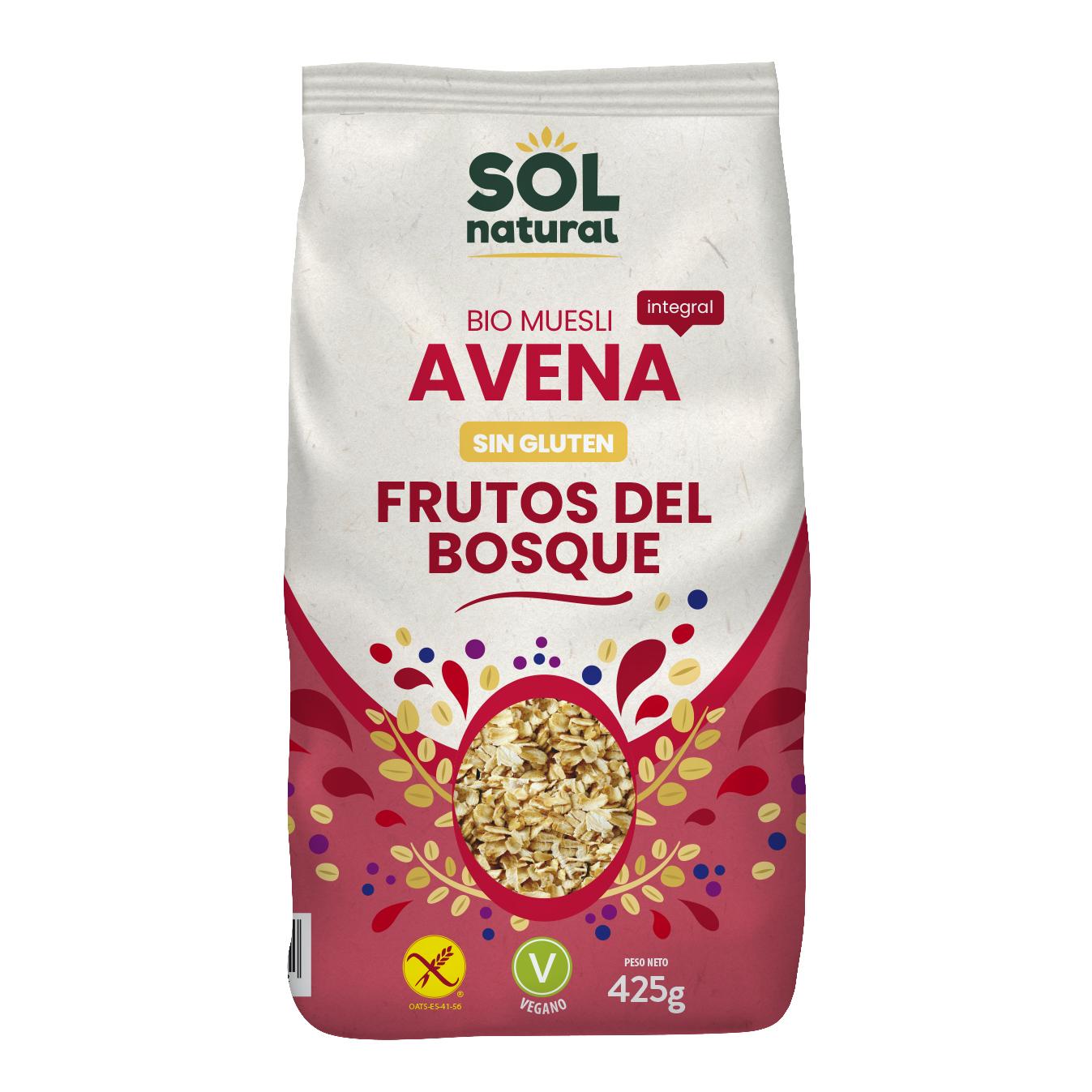 Muesli de Aveia Biológico Sem Glúten Sol Natural com Frutos Silvestres 425g