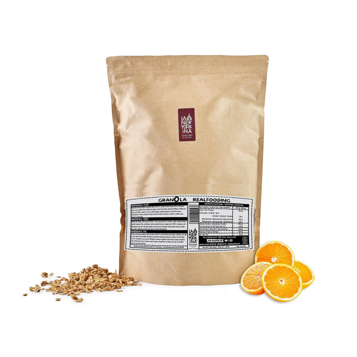 Granolas com raspa de laranja e tâmaras, Realfooding embalagem 1,5 kg