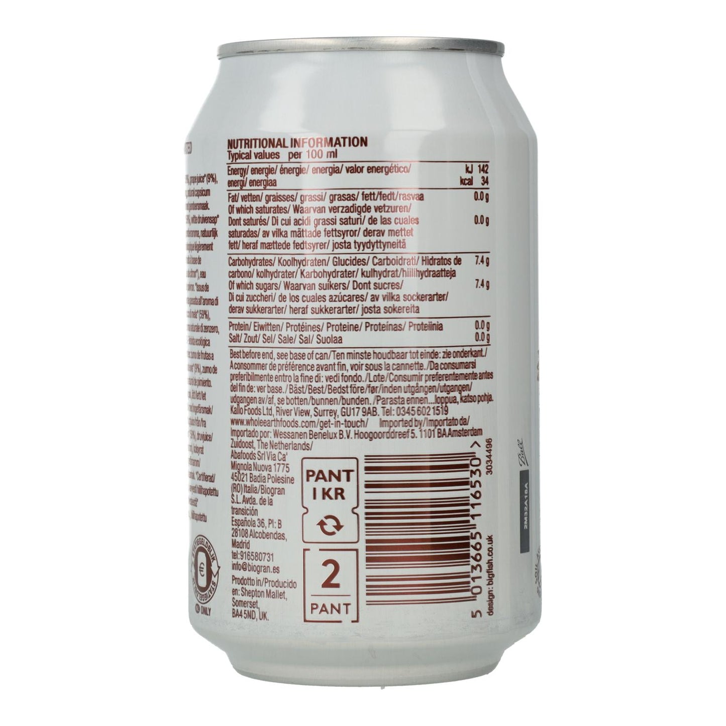 Refrigerante de gengibre biológico Whole Earth 330ml