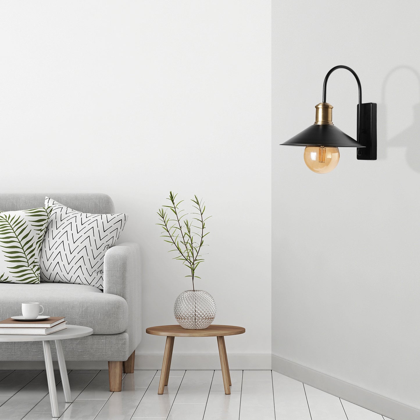 Aplique De Pared, Metal , Negro, 15x15x27, Casquillo E 27 Max 60 W