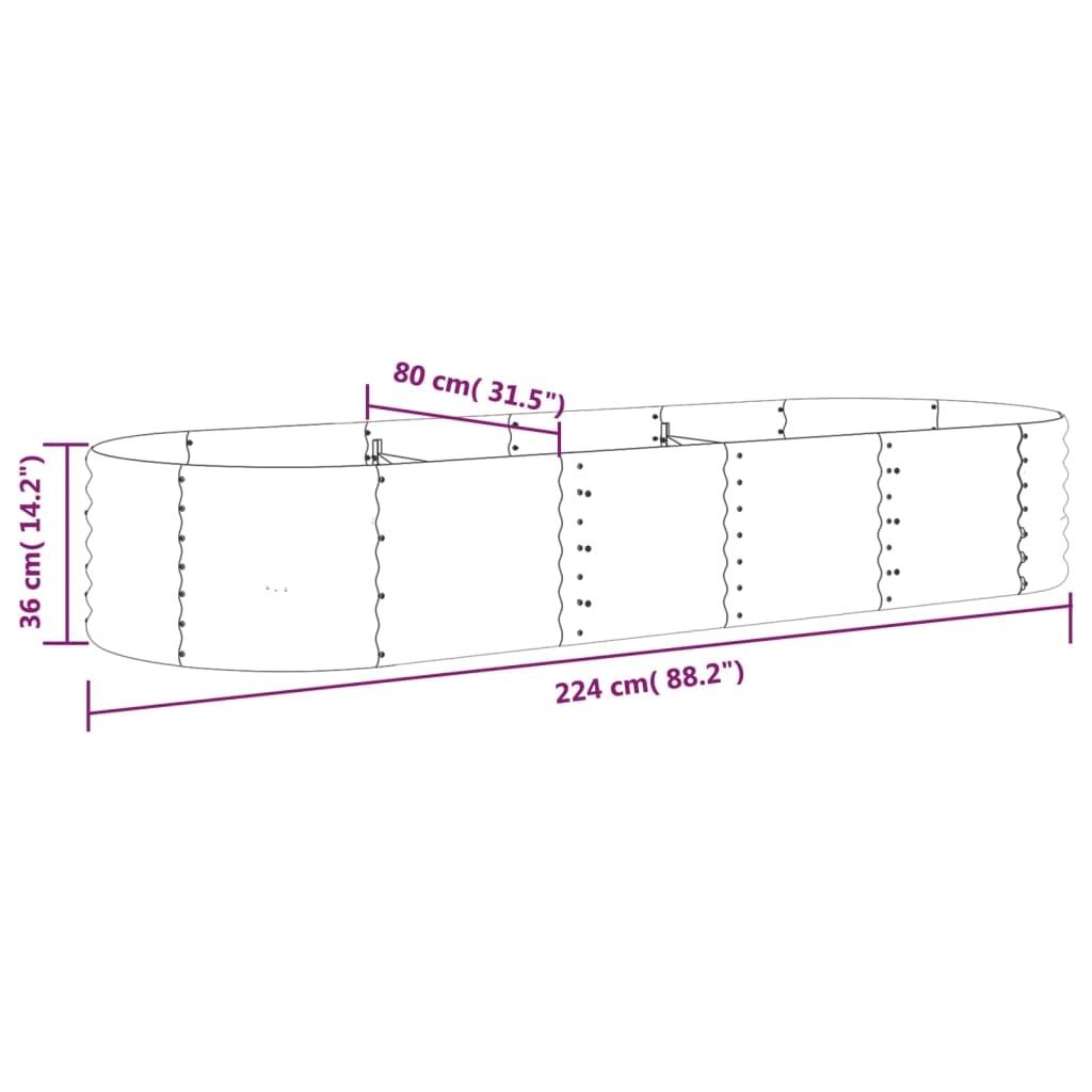 Jardinera Arriate Acero Galvanizado Verde 224x80x36 Cm_5