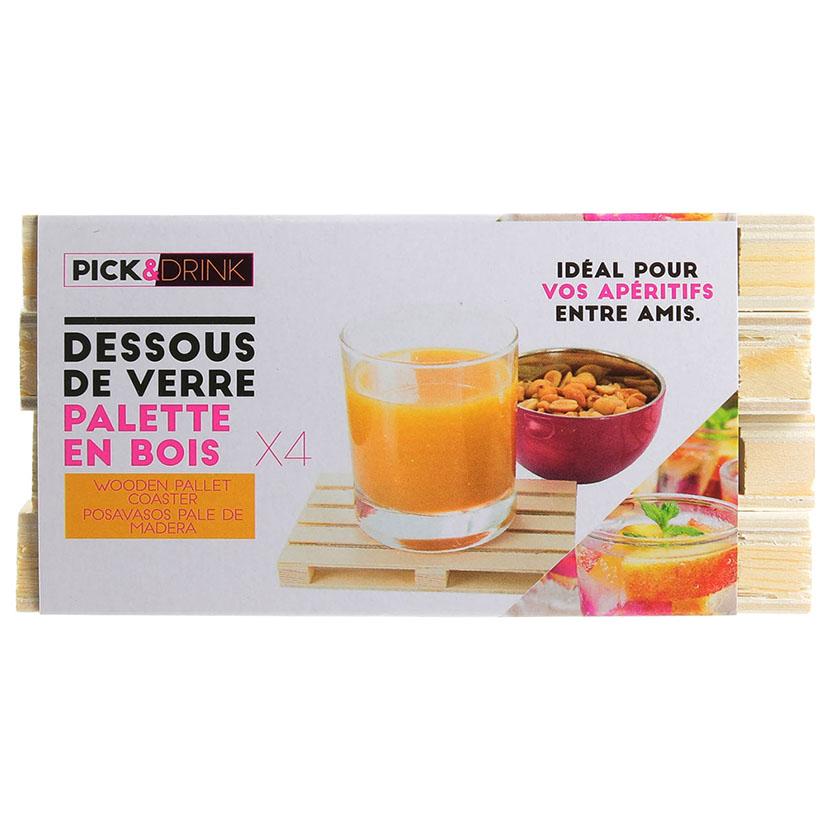 Suporte para copos de paletes de madeira, 4 unidades