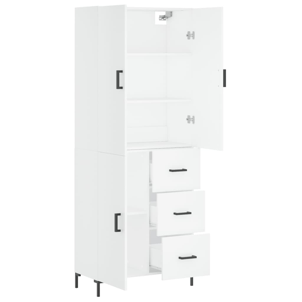 Aparador Alto Madera Contrachapada Blanco 69,5x34x180 Cm_3