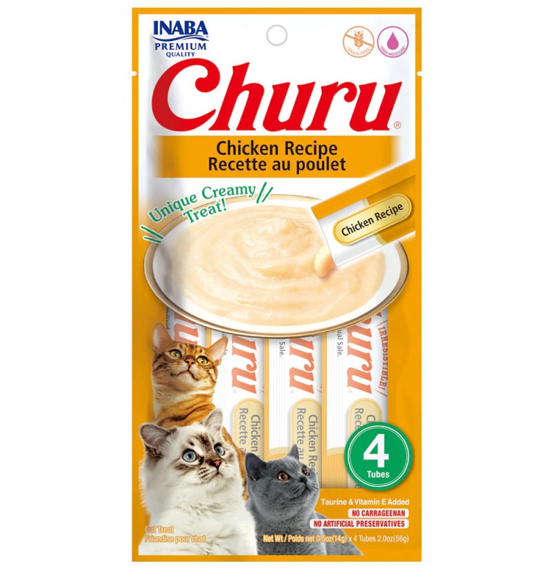 Receita de Frango Churu Snack Cremoso para Gatos 4 x 14 g