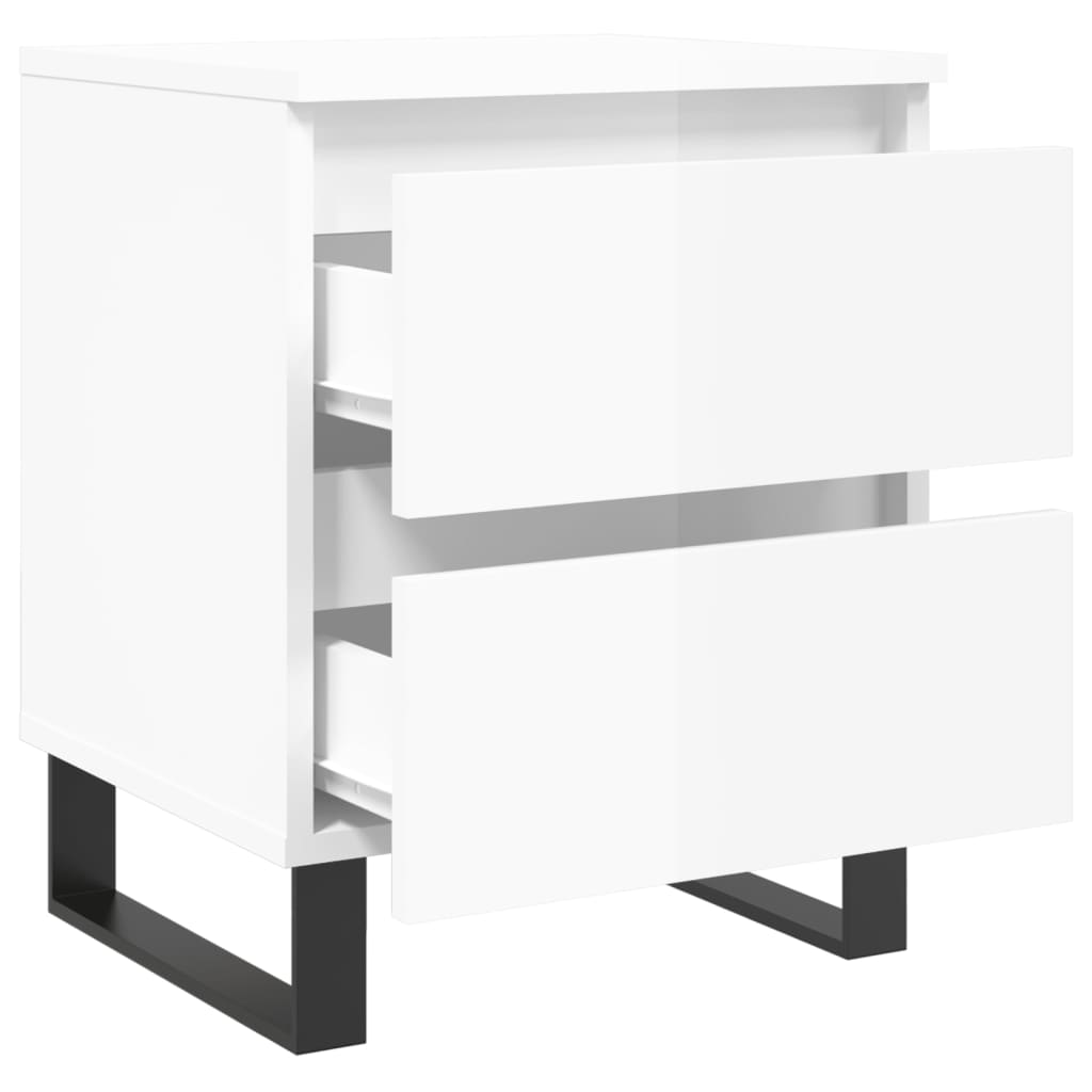Mesitas Noche 2 Uds Madera Ingeniería Blanco Brillo 40x35x50 Cm_4
