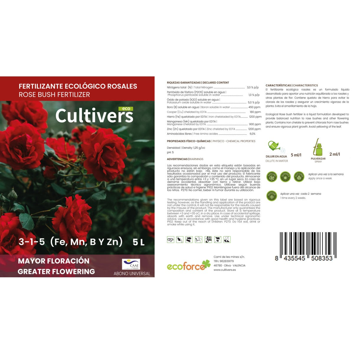 Abono Rosales Líquido Ecológico Cultivers 1 L_3