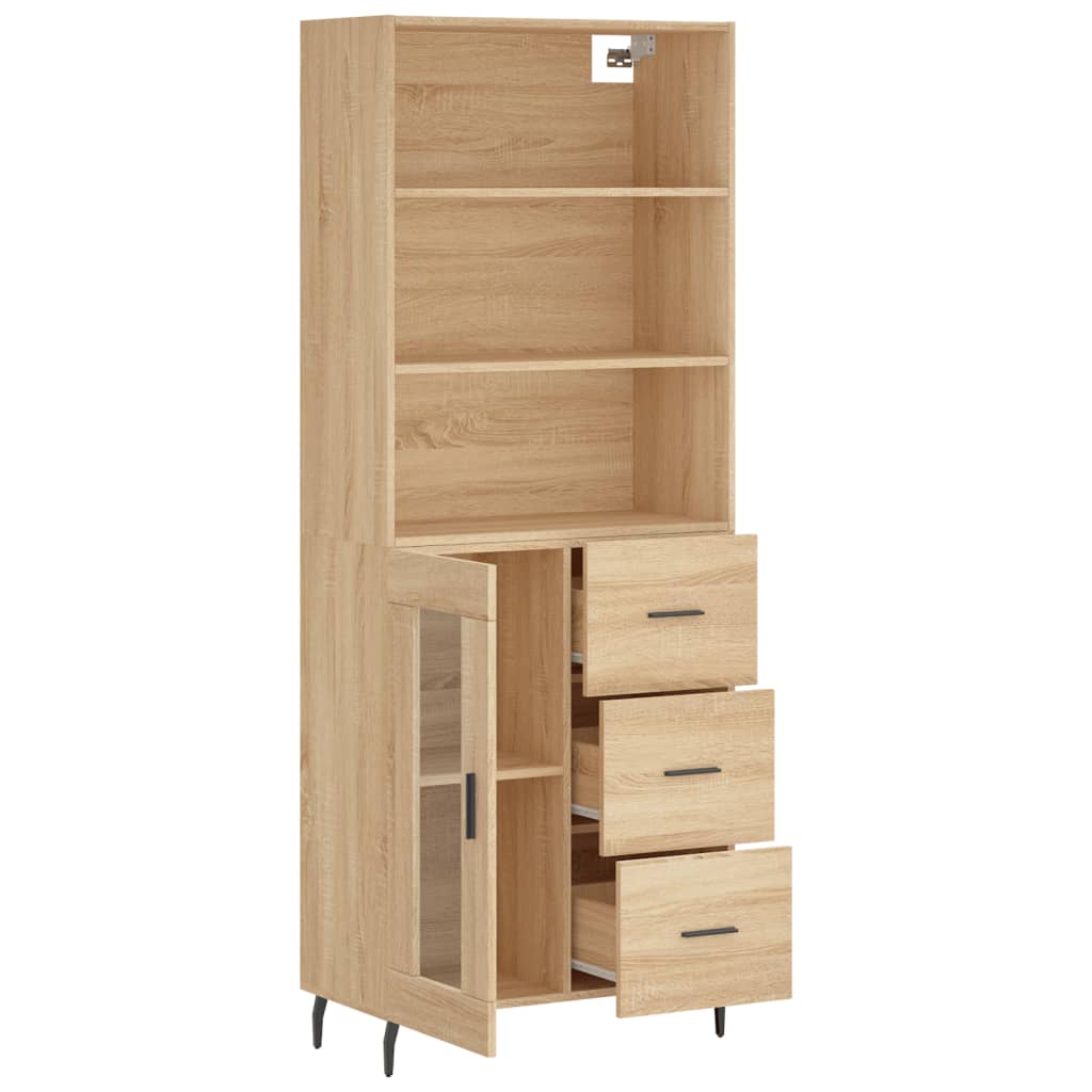 Aparador Alto Madera Contrachapada Color Roble 69,5x34x180 Cm_3
