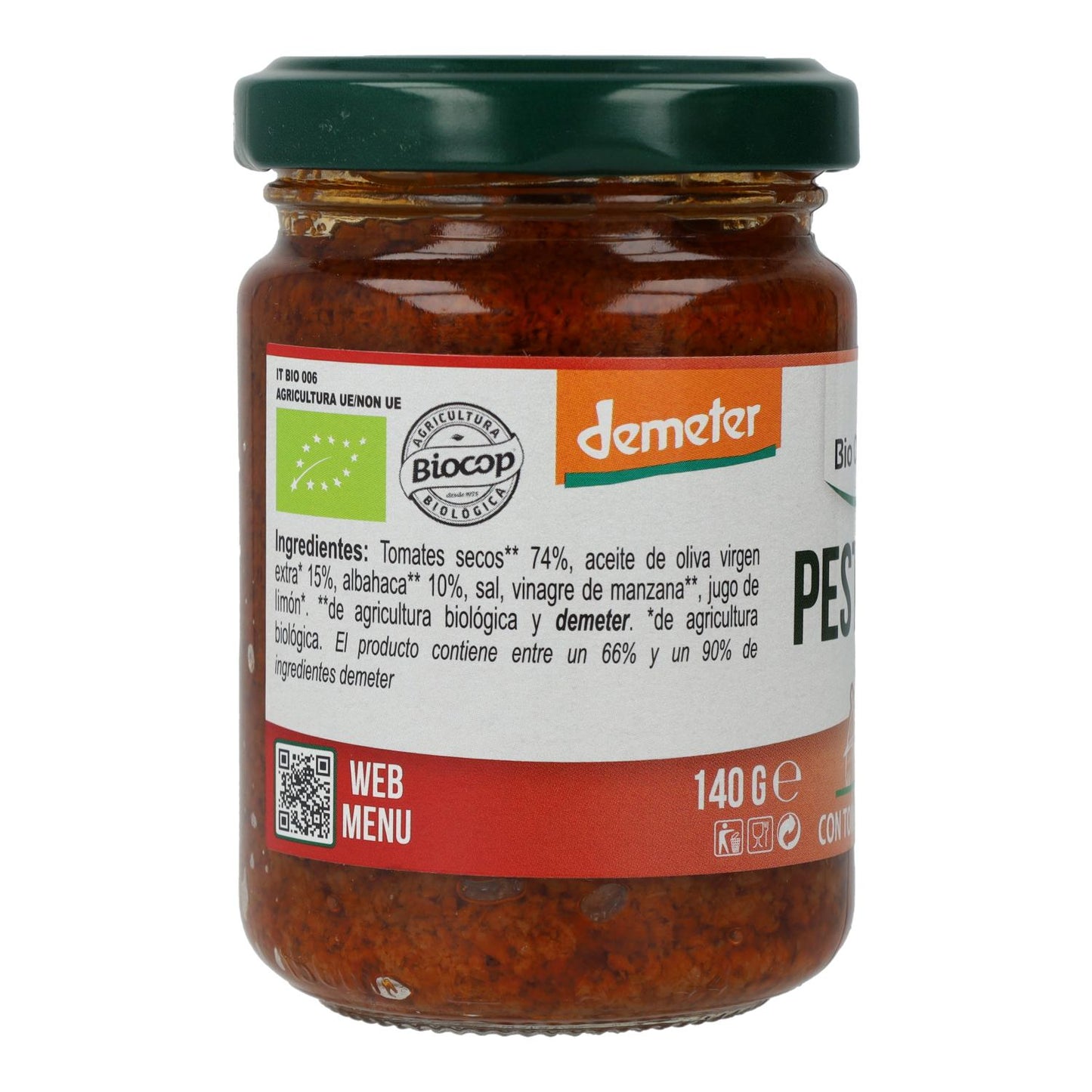 Pesto Rosso de Tomates Secos Biológicos Itália 140 gr