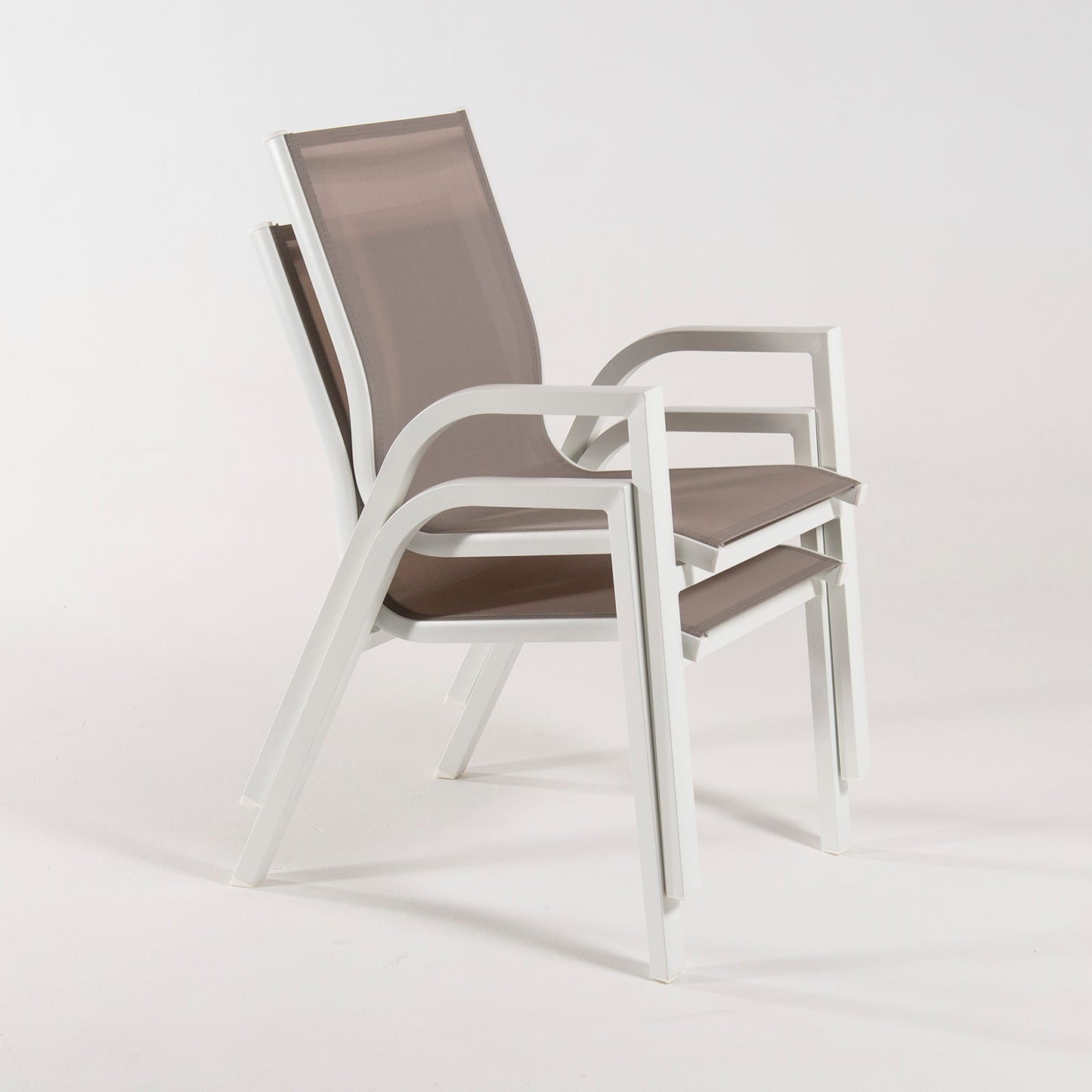 Pack 6 Sillones De Exterior Apilables, Tamaño: 56x66x90 Cm, Aluminio Doble Reforzado Color Blanco, Textilene Color Taupé_4