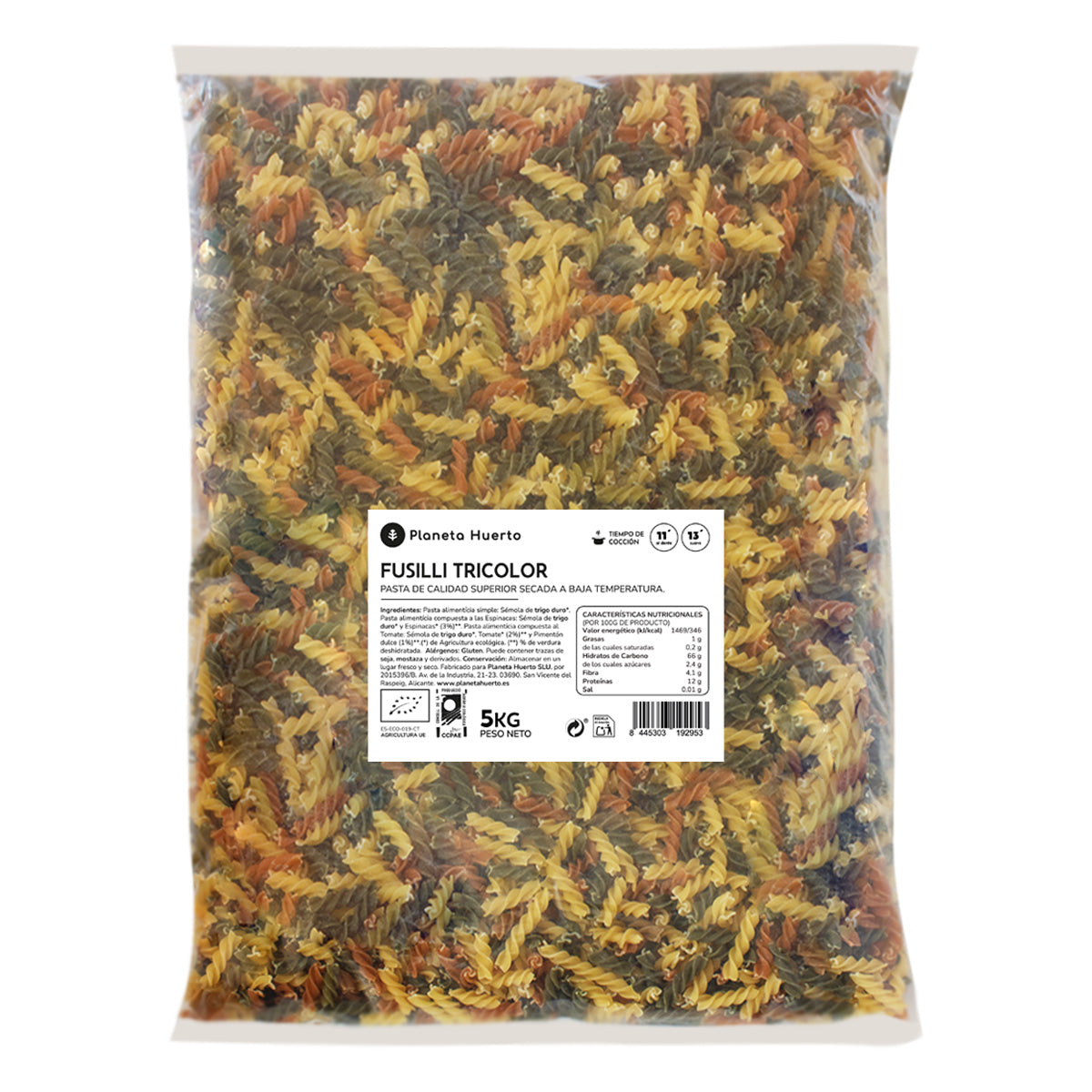 Tricolor Fusilli ECO Planeta Huerto 5 Kg