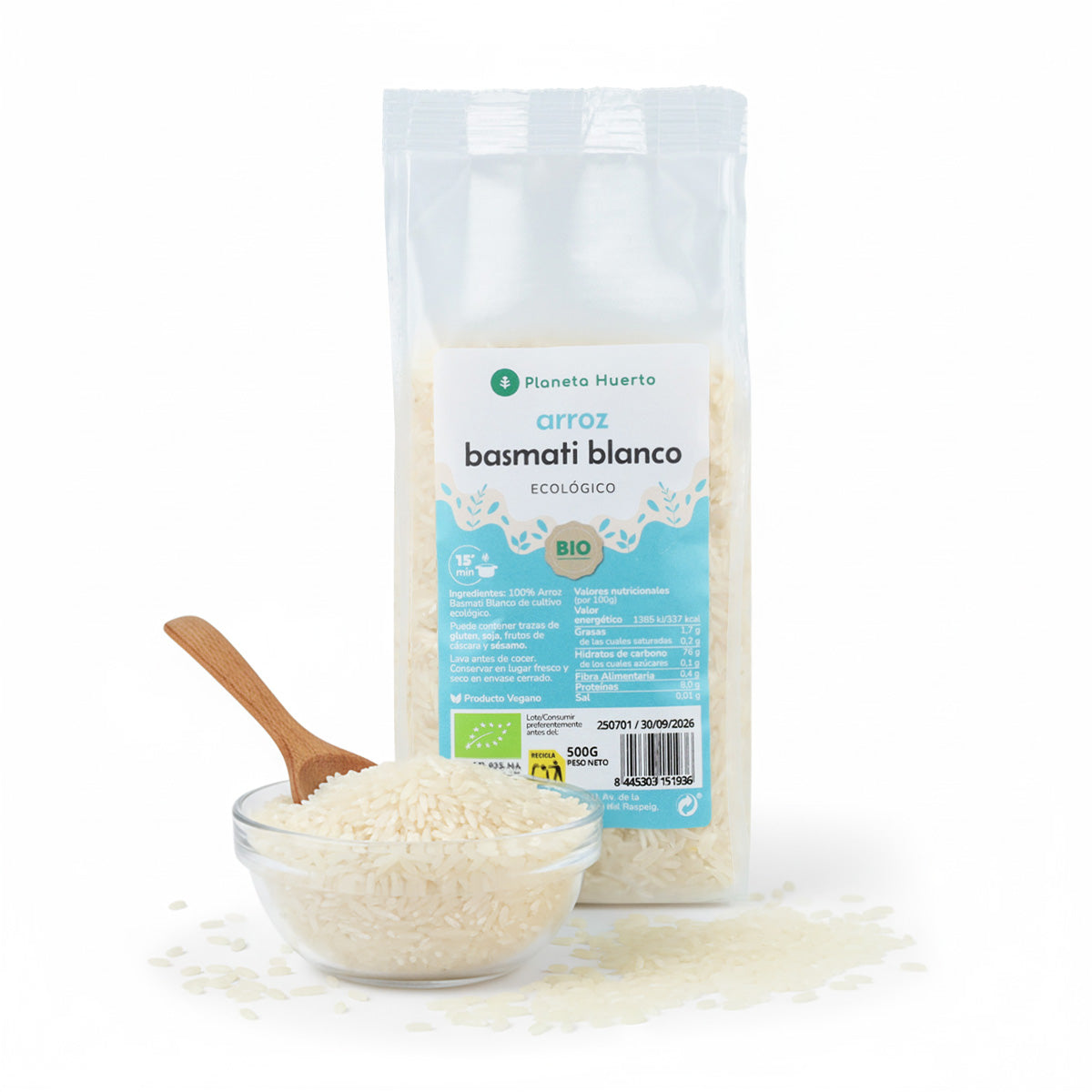 Arroz Basmati Branco Biológico Planeta Huerto 500 g