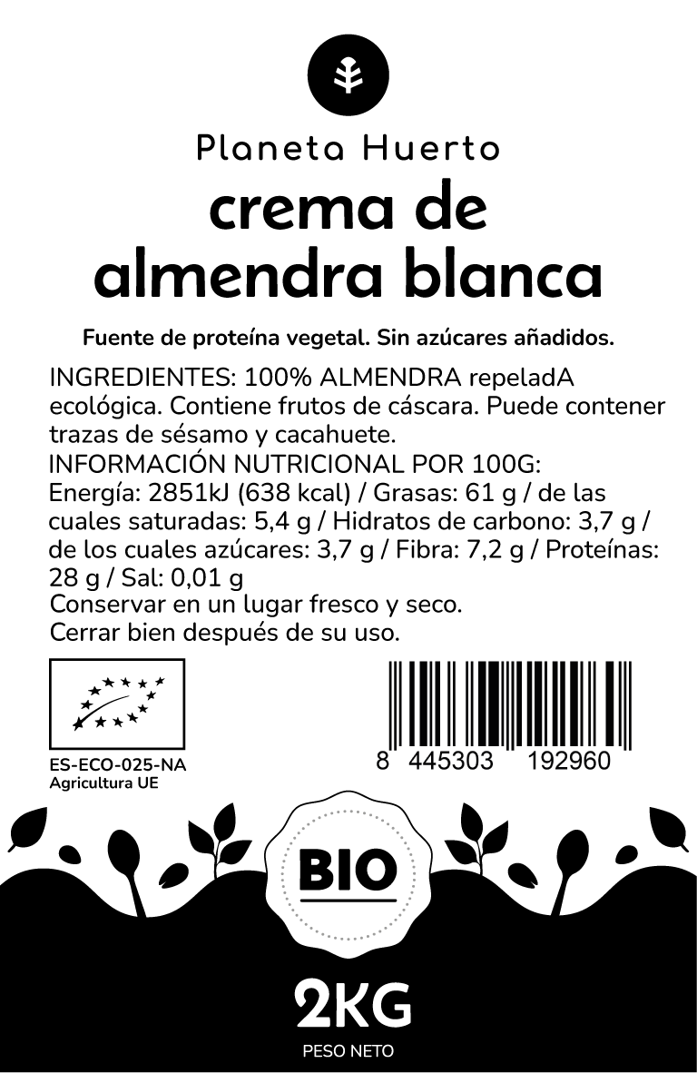 Creme de Amêndoa Branca Biológico Planeta Huerto 2kg
