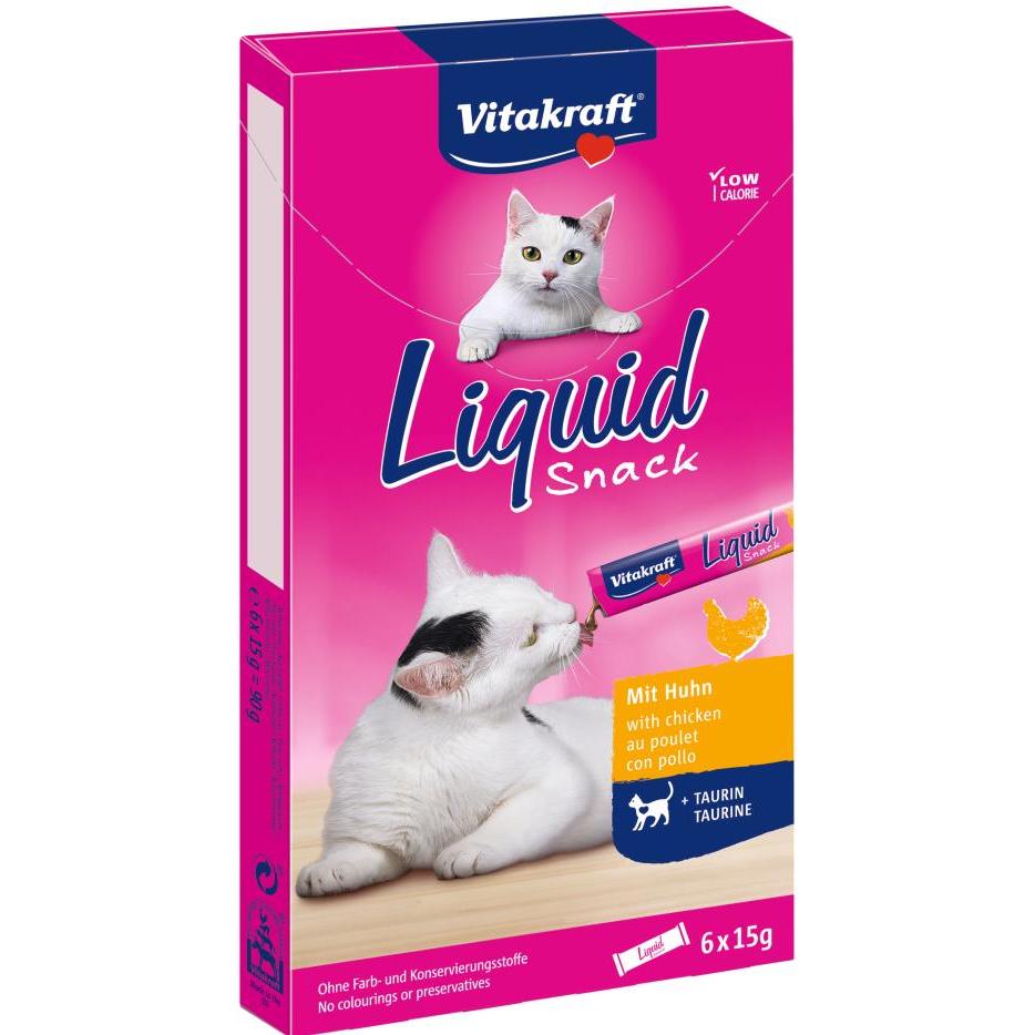 Vitakraft Cat Snack Líquido Frango Cremoso com Taurina 6x15 g