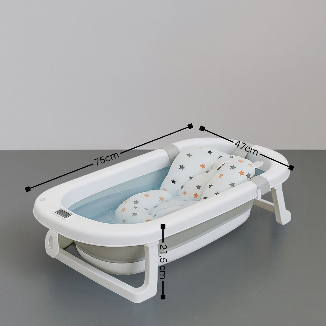 Bañera Plegable Gris Para Bebés, Cojín Reductor, Termómetro, Patas Antideslizantes Gris Bathby_5