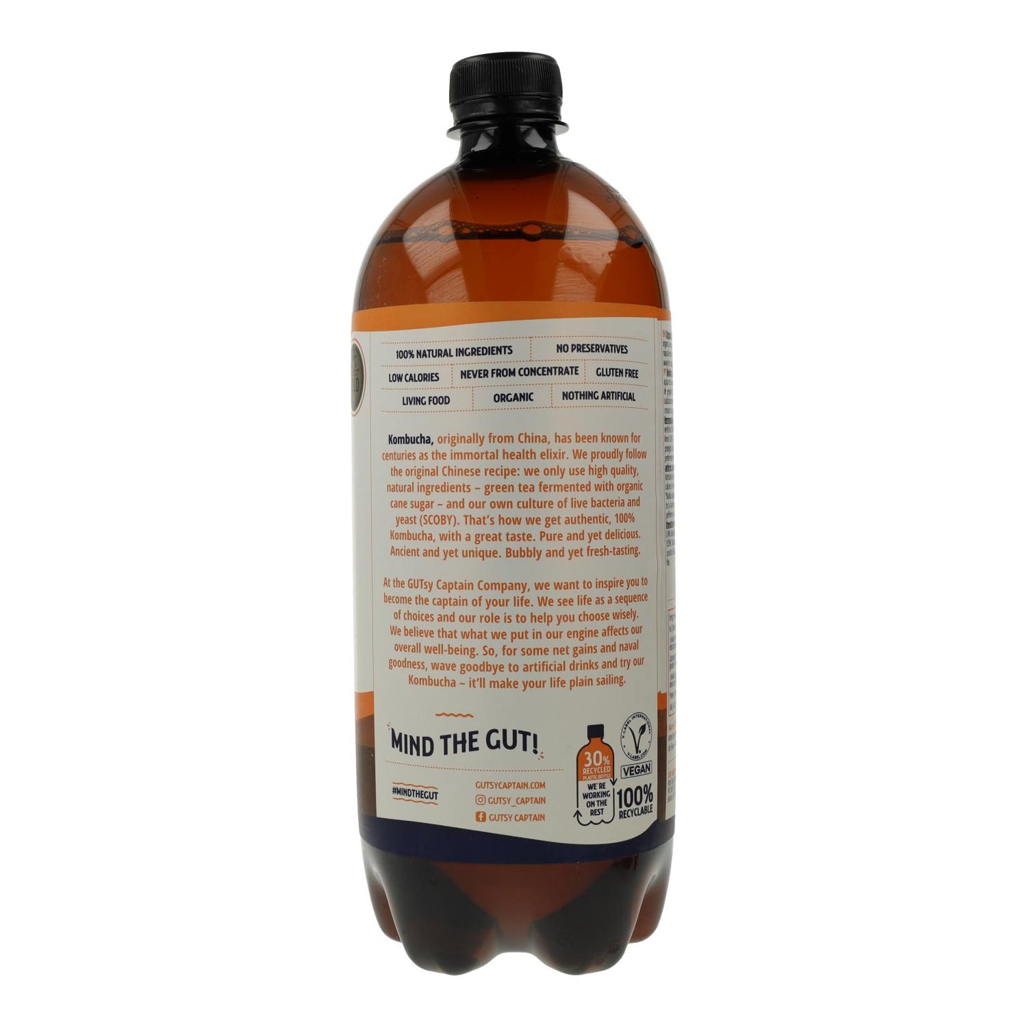 Bebida de Kombucha Biológica de Gengibre e Limão Captain Kombucha 1 L