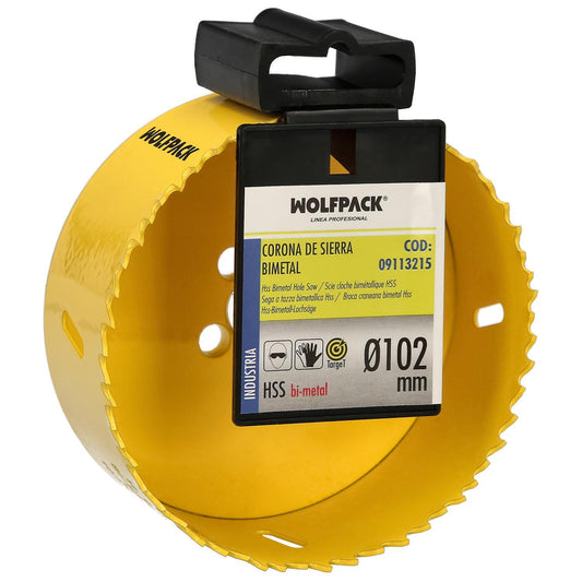 Corona Sierra Bimetal Ø 102 Mm. Templado Termico, Base Reforzada. Corona Madera, Broca Agujeros Madera, Acero, Hierro, Plasticos