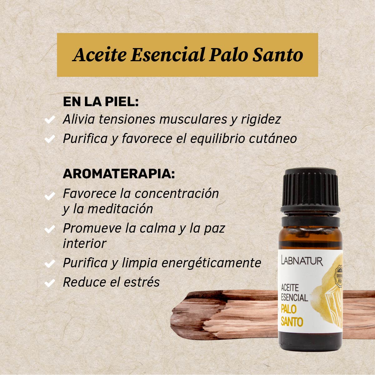 Aceite Esencial de Palo Santo 100% Puro Labnatur 10 ml | Aroma Amaderado | Masajes, Meditación y Difusor | Vegano_1