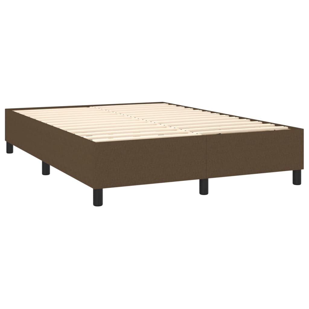 Cama Box Spring Colchón Luces Led Tela Marrón Oscuro 140x190 Cm / Vetonek_5