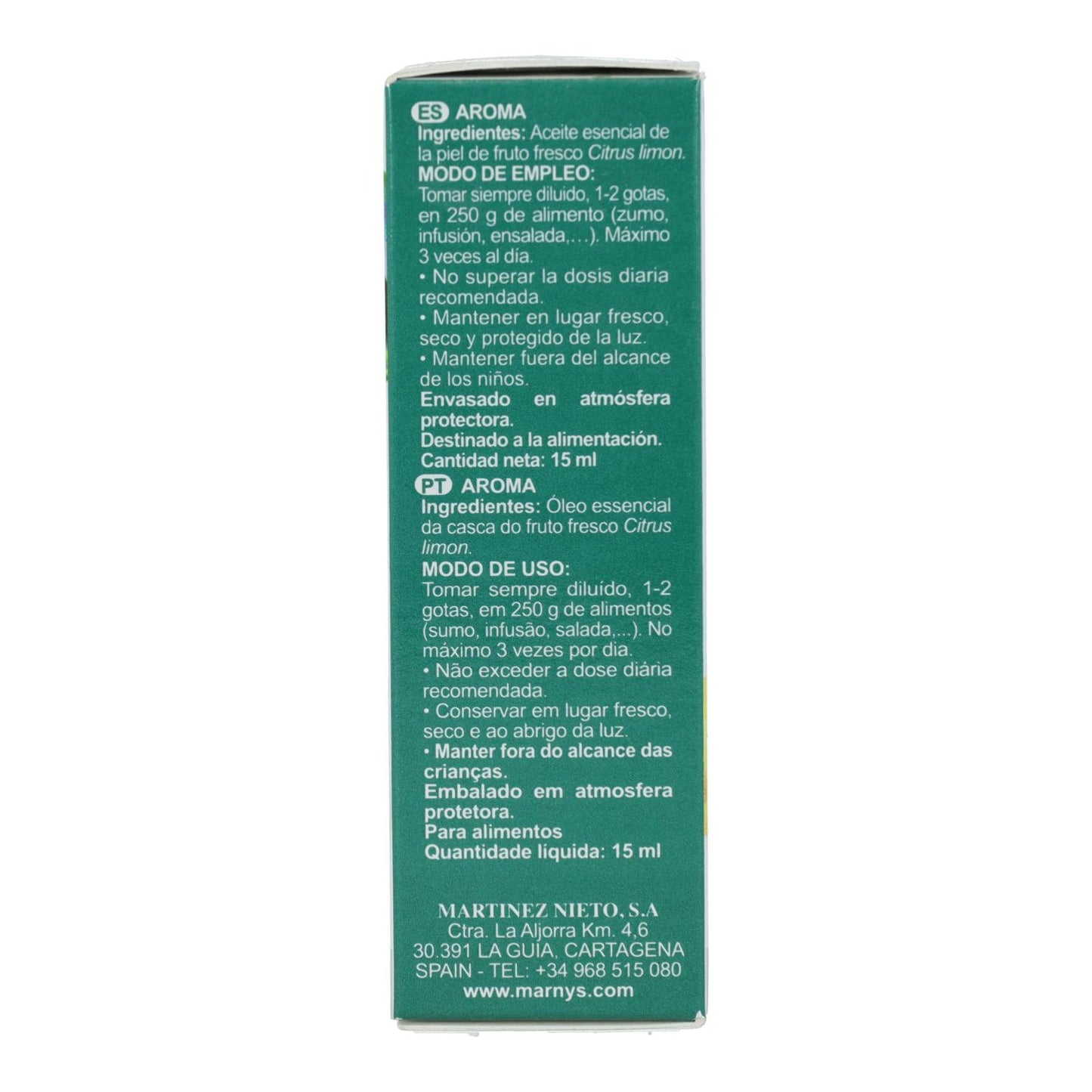 Óleo Essencial Alimentar de Limão Marnys 15 ml