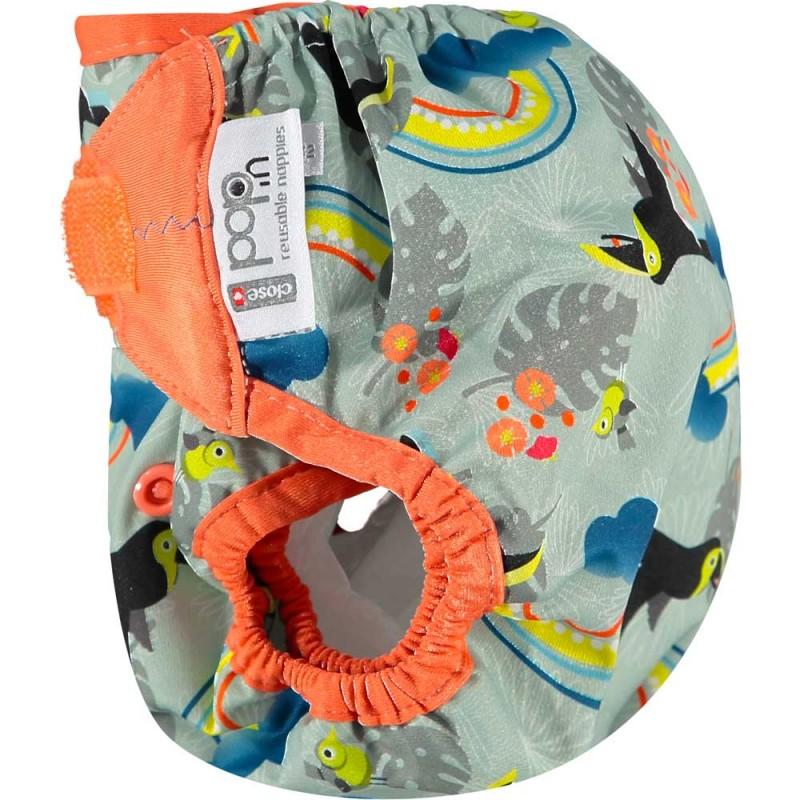 Capa de fralda de bambu reutilizável com velcro e encaixe Toucan Close Parent