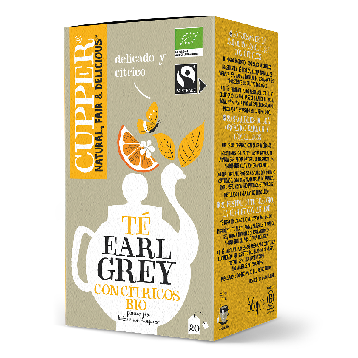Infusão Earl Grey com Citrus BIO Cupper 20 saquetas