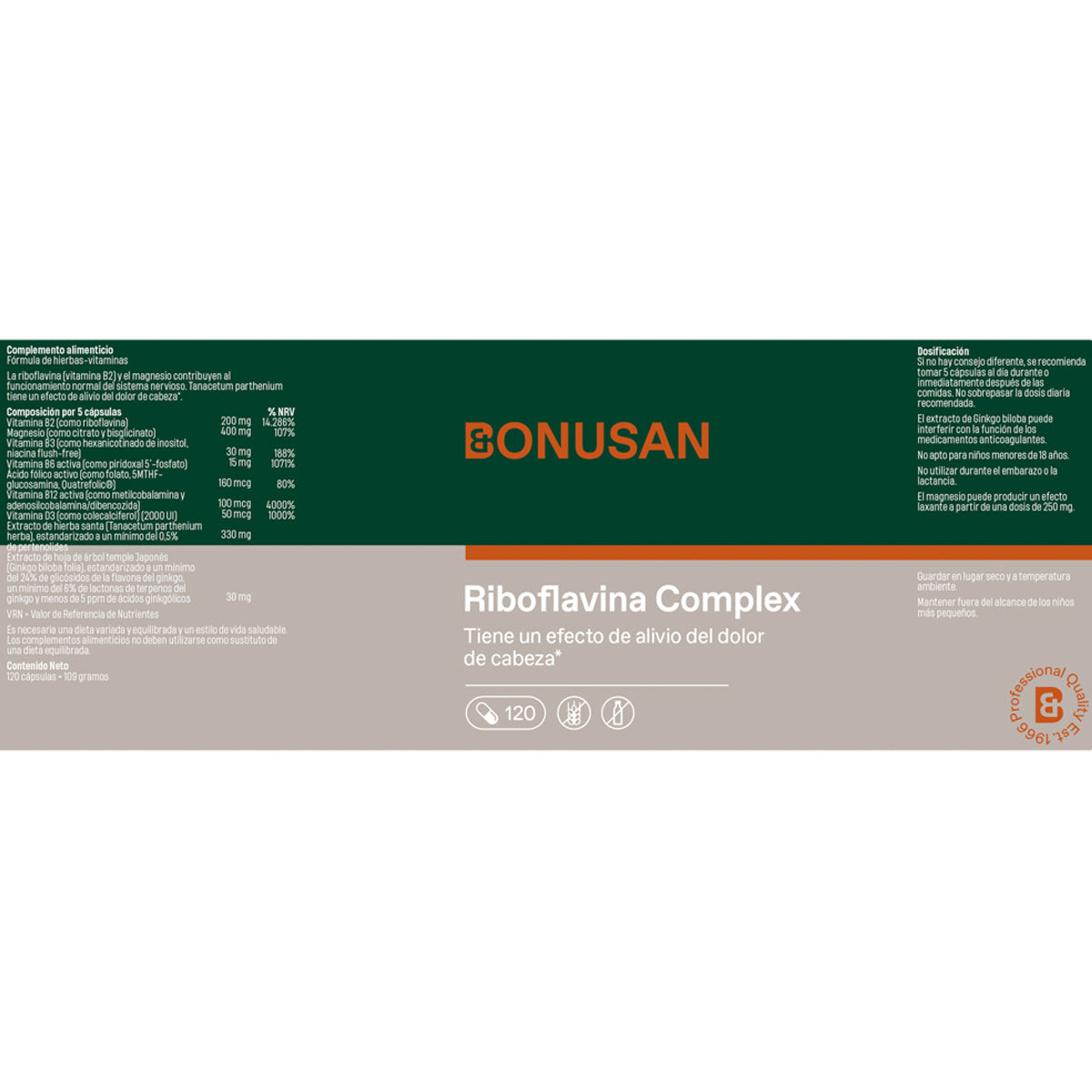 Bonusan Riboflavin Complex 120 cápsulas
