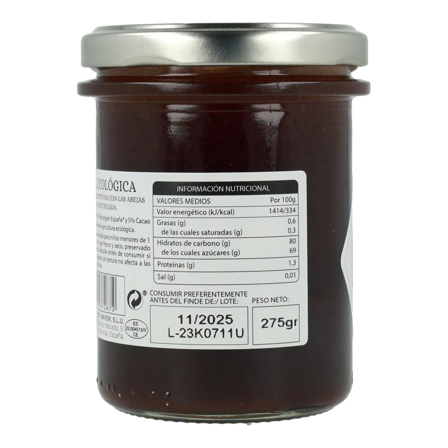 Mel biológico Mayem com cacau 275 g