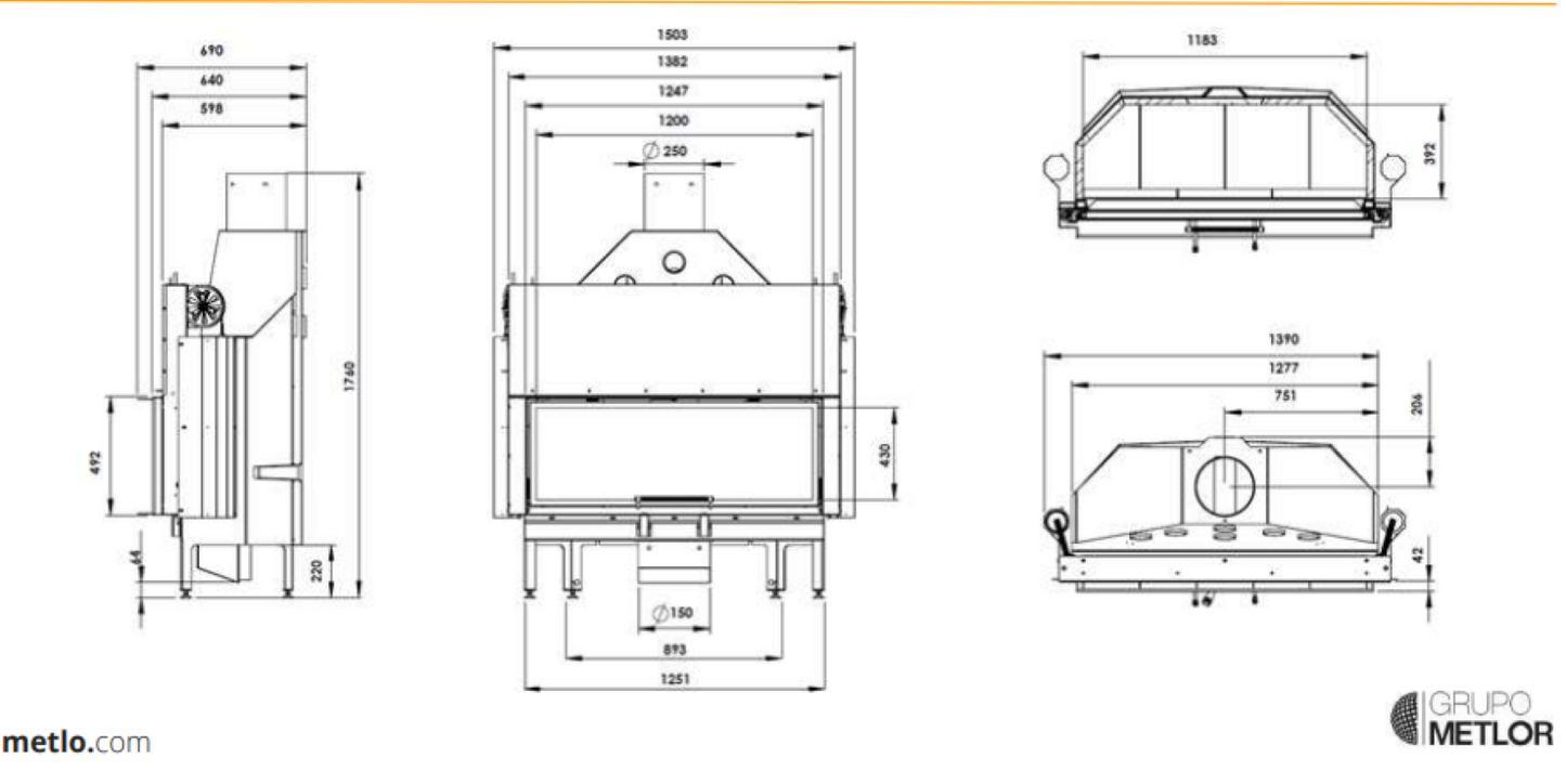Insertables Con Ventilación A Leña Metlor Modelo Ecolux 120 Up_3