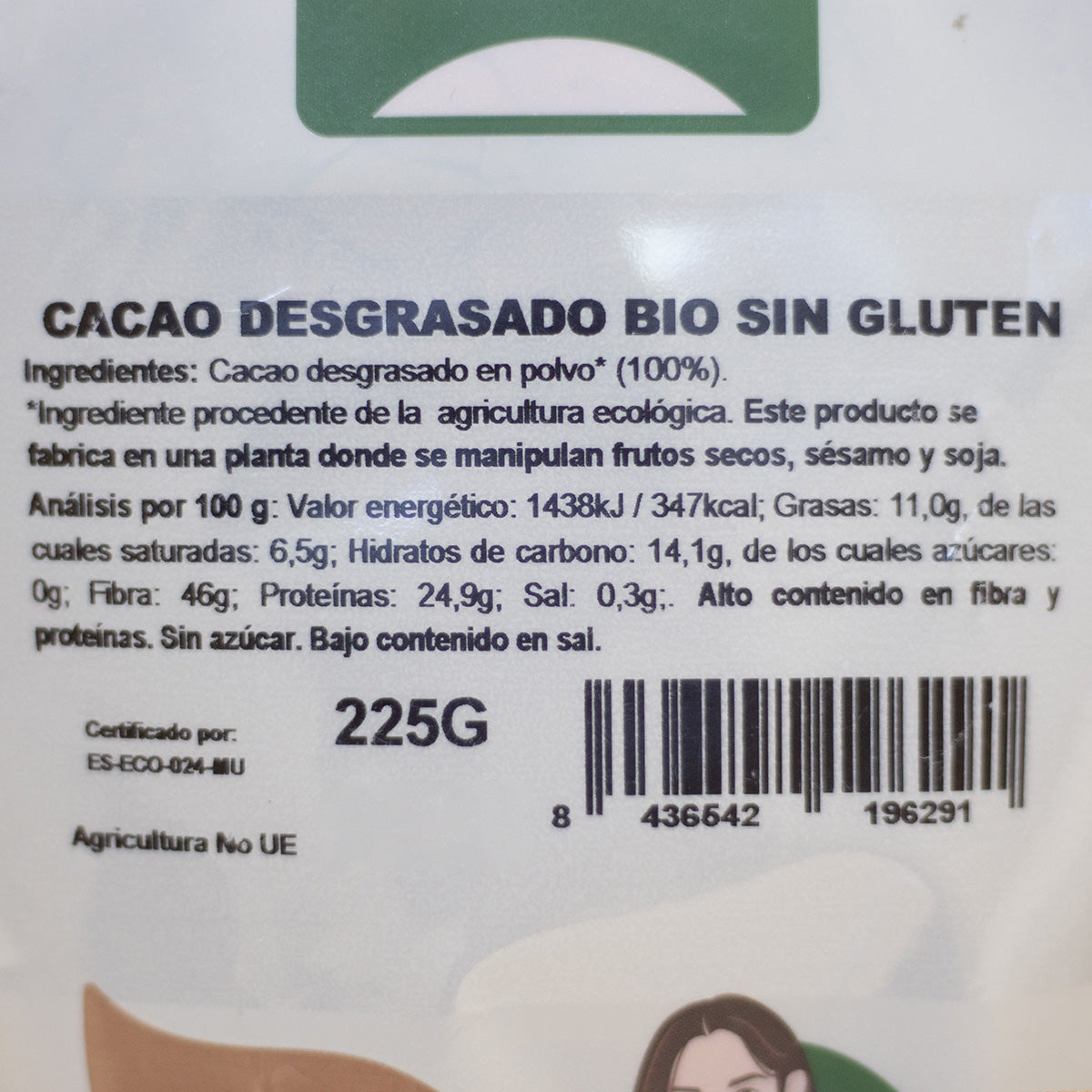 Cacau Biológico Sem Gordura Naturgreen 225 g