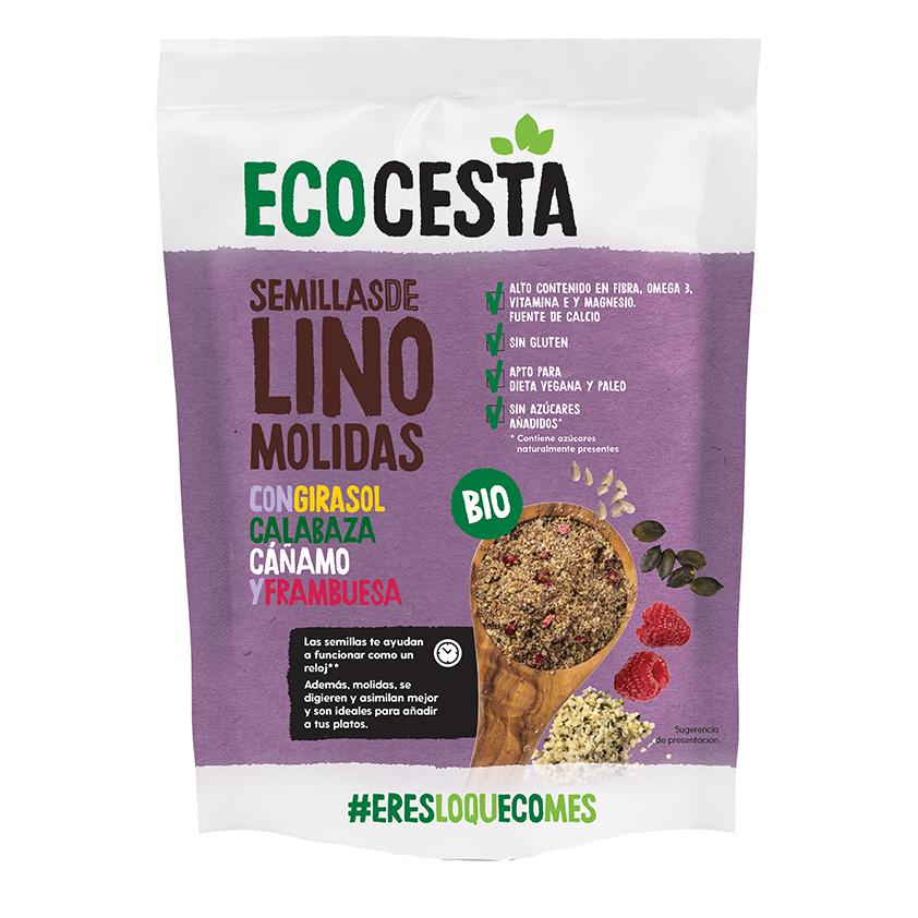 Sementes de Linho Moídas com Girassol, Abóbora, Cânhamo e Framboesa Biológicas Ecocesta 200 gr