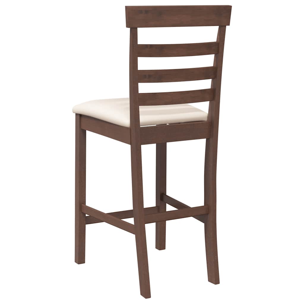 Taburetes De Bar Con Cojines 2 Uds Madera Maciza Marrón Caucho_5