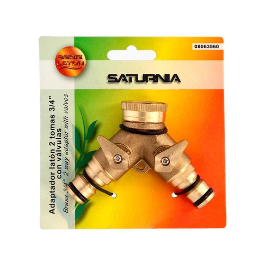 Adaptador Manguera Laton 2 Tomas Para Grifo 3/4