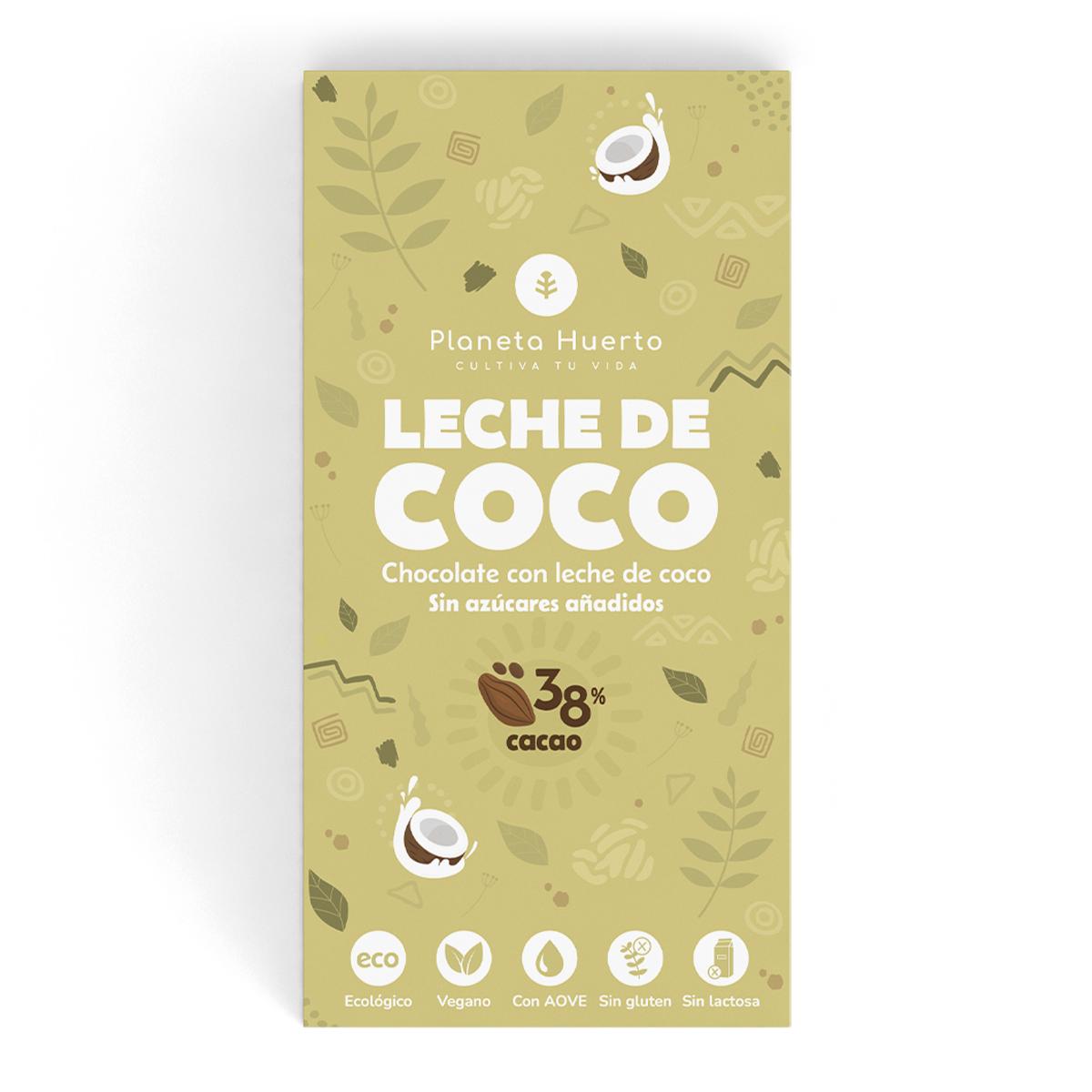 Barra de Chocolate Vegan 38% Leite de Coco Sem Adição de Açúcares ECO Planeta Huerto 70g