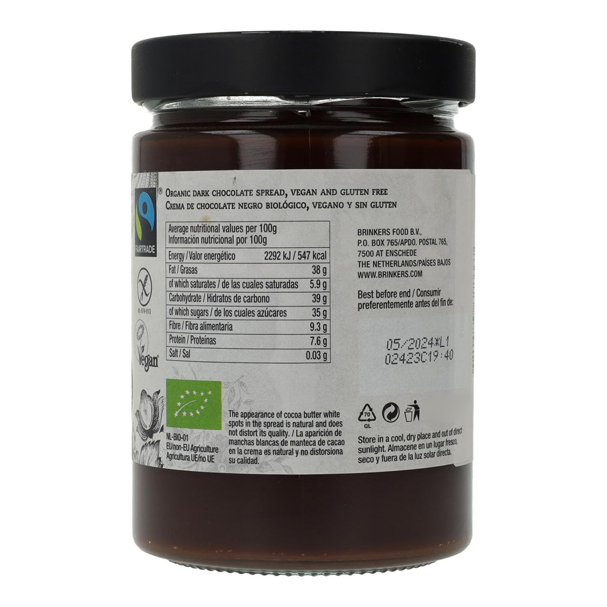 Creme de chocolate negro vegan sem glúten La Vida, 270 g 270 g