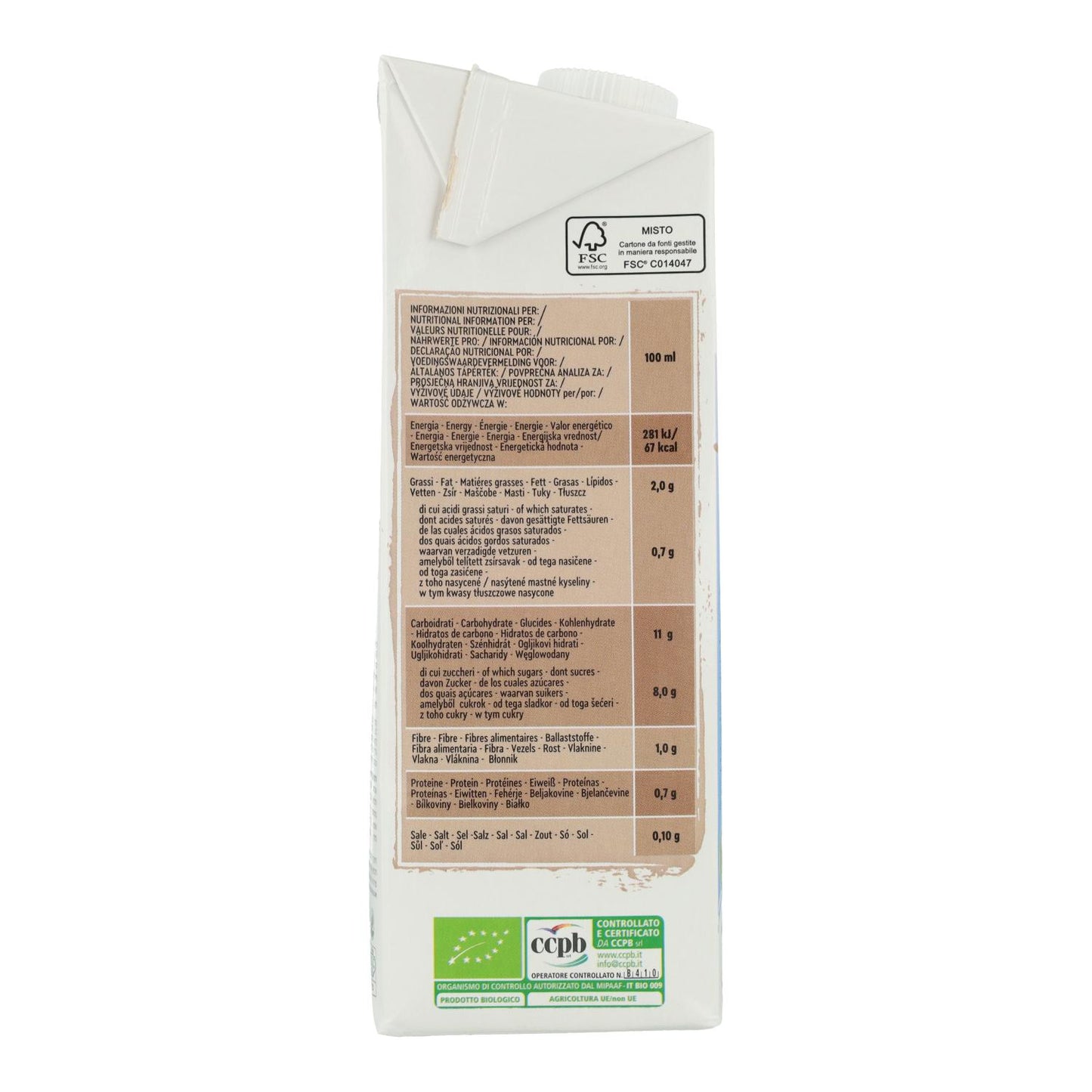 Pack de 6 Vitariz Bebida de Arroz Biológica com Chocolate 1 L