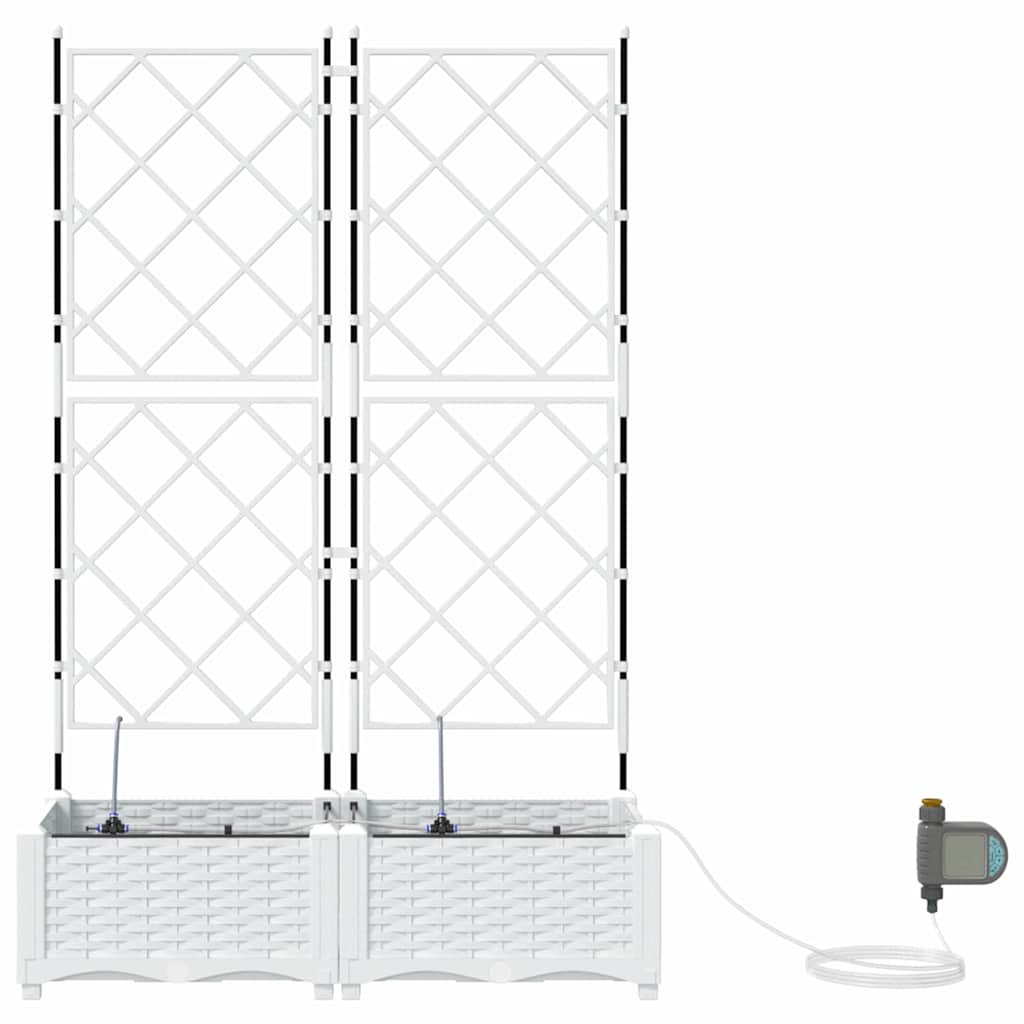 Macetero De Jardín 2 Uds. Blanco 80 X 40 X 126 Cm Pp_5