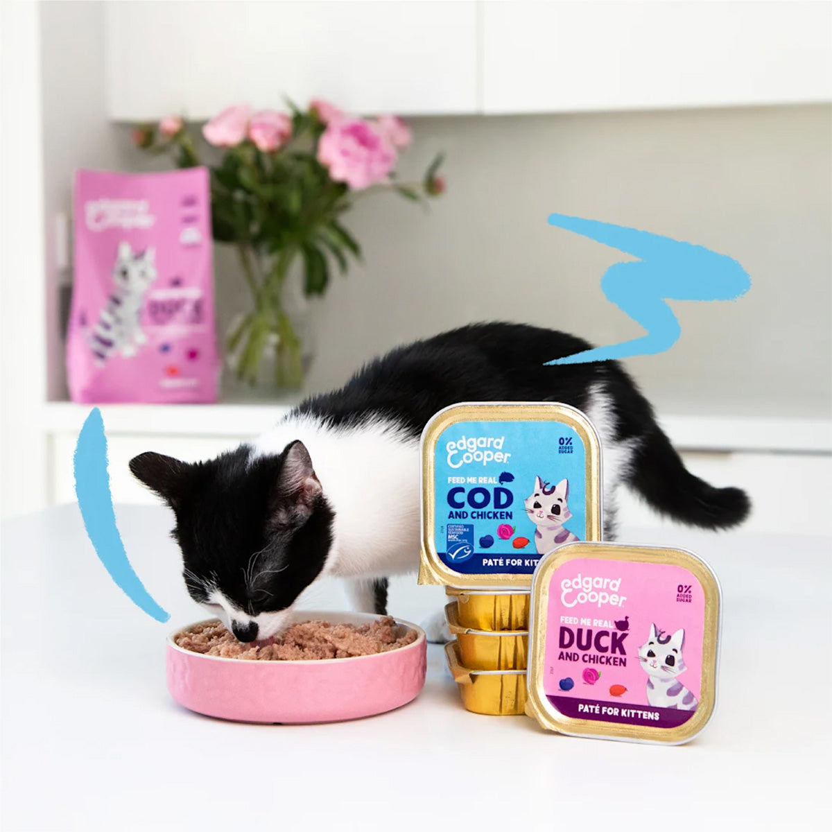 Ração húmida para gatos Pate Kitten Tub Pato e Frango Edgard & Cooper 85 g